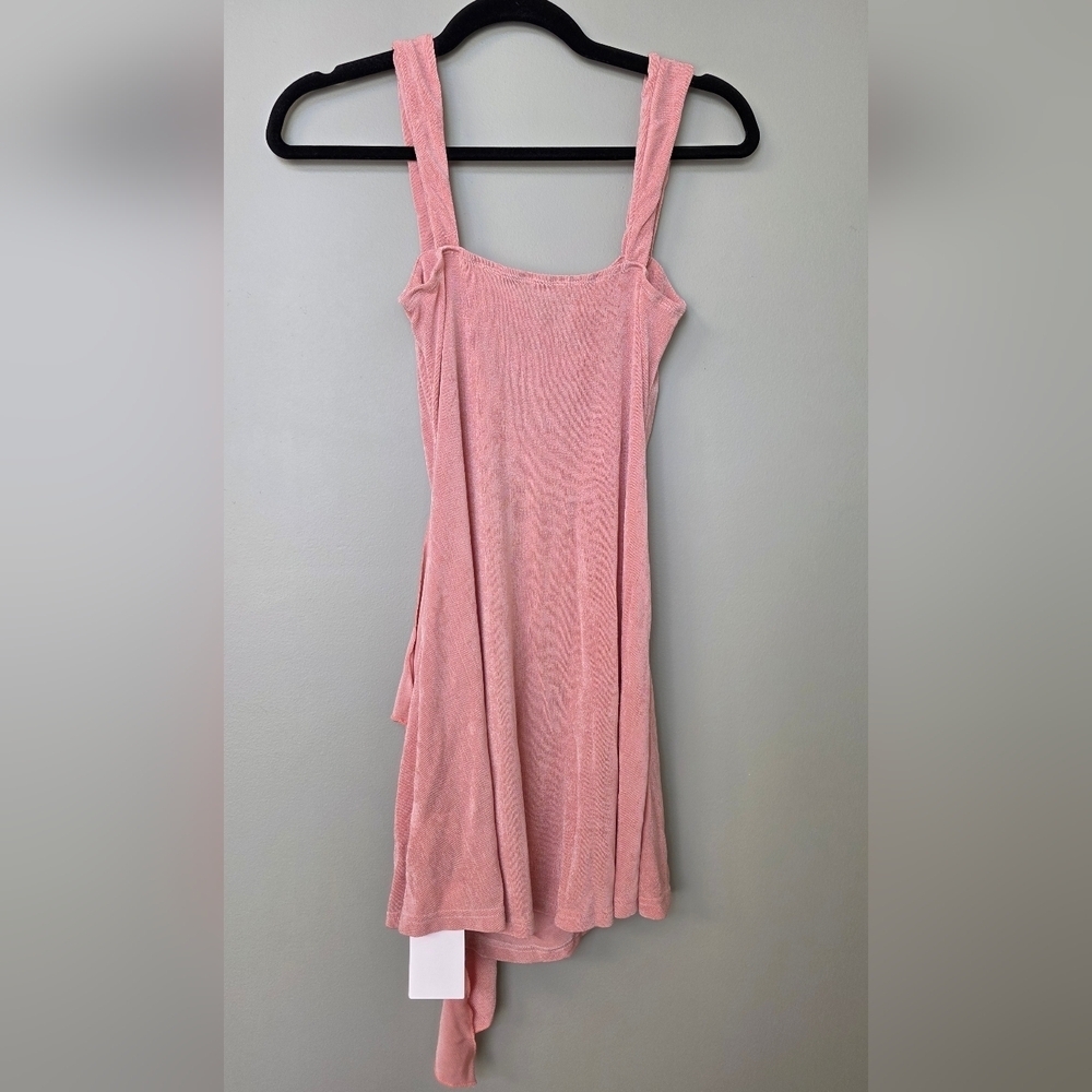 NWT Pink Glitter Ruched Side Ruffle Mini Dress - Size Small - Picture 6 of 11